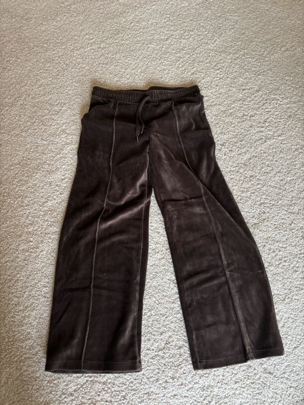 H&M Wide-Leg Velour Pants - Dark Brown M fit petite